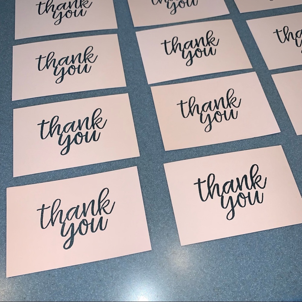 💕NEW! 20 Simple Pink Hand Stamped Thank You Cards - Picture 9 of 13